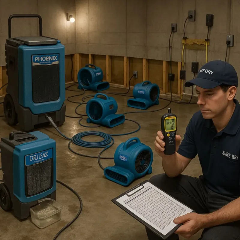 Structural Drying and Dehumidification process in Downey, CA